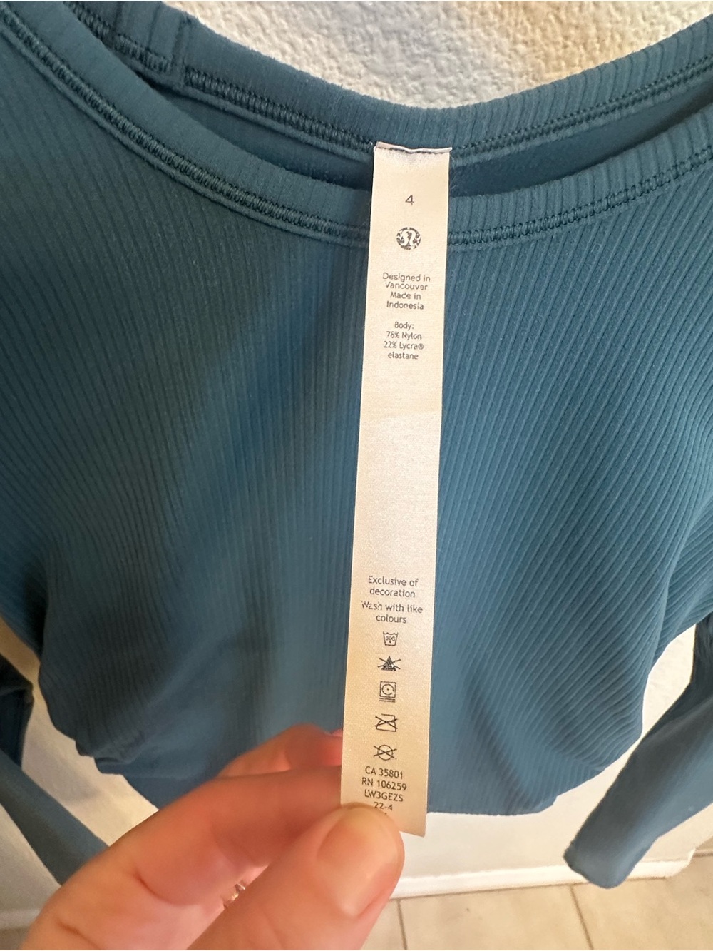 Lululemon Ribbed Long-Sleeve Top in Teal